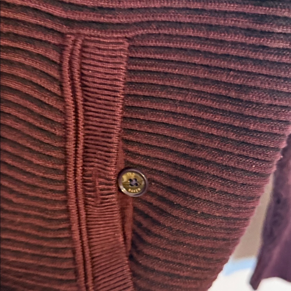 Ted Baker Men's Dark Red Zip-Up Mock Neck Long Sleeve Cardigan XL - Picture 6 of 13